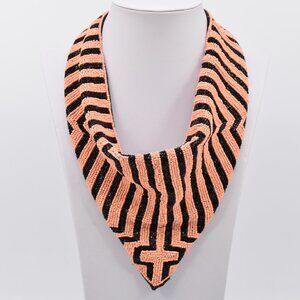 HANDMADE INDIA CROSS PRINTED SEEDBEAD SCARF NECKLACE